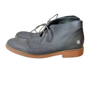 G-Star Raw mens 10 black brown canvas lightweight lace up chukka boot EUC